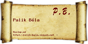Palik Béla névjegykártya